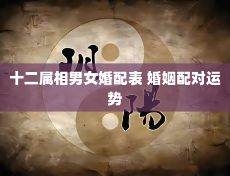 十二属相男女婚配表 婚姻配对运势