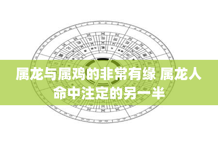 属龙与属鸡的非常有缘 属龙人命中注定的另一半