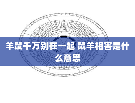羊鼠千万别在一起 鼠羊相害是什么意思