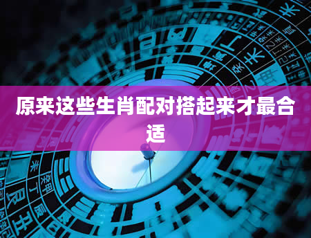 原来这些生肖配对搭起来才最合适