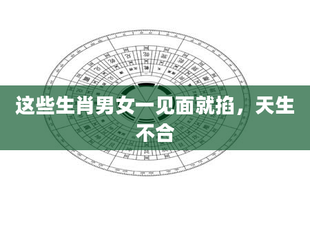 这些生肖男女一见面就掐，天生不合