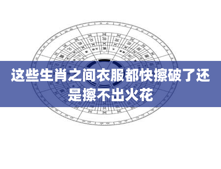 这些生肖之间衣服都快擦破了还是擦不出火花