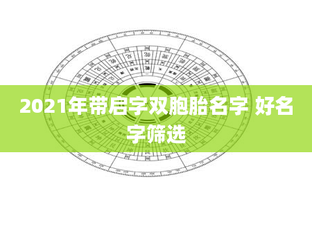 2021年带启字双胞胎名字 好名字筛选