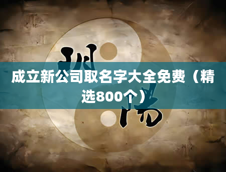 成立新公司取名字大全免费（精选800个）