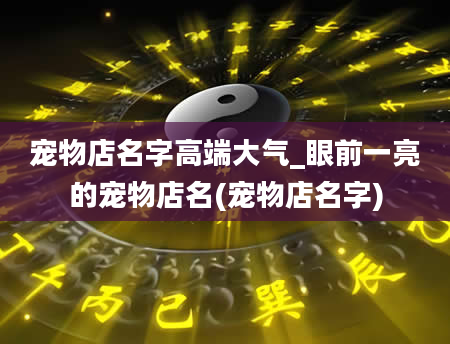 宠物店名字高端大气_眼前一亮的宠物店名(宠物店名字)