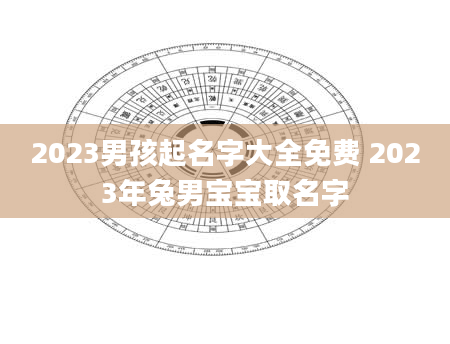 2023男孩起名字大全免费 2023年兔男宝宝取名字