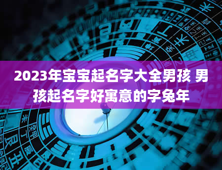 2023年宝宝起名字大全男孩 男孩起名字好寓意的字兔年