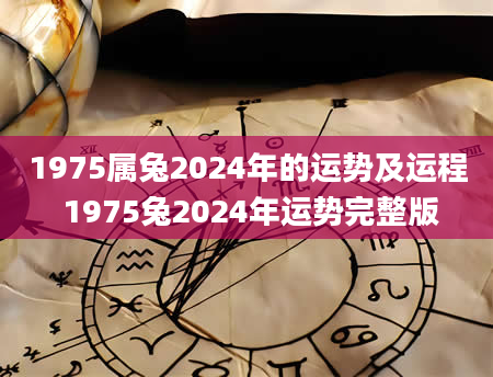 1975属兔2024年的运势及运程 1975兔2024年运势完整版