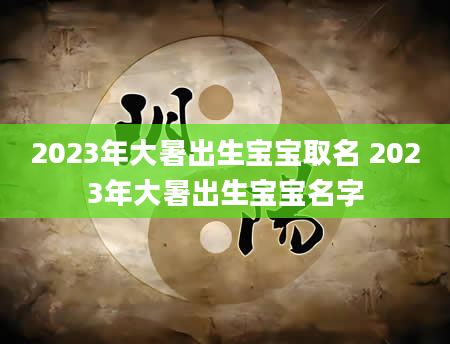 2023年大暑出生宝宝取名 2023年大暑出生宝宝名字