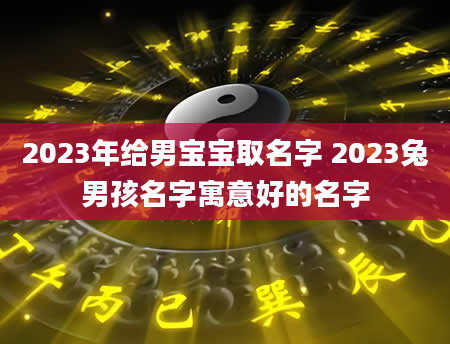 2023年给男宝宝取名字 2023兔男孩名字寓意好的名字