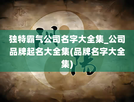 独特霸气公司名字大全集_公司品牌起名大全集(品牌名字大全集)