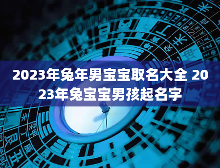 2023年兔年男宝宝取名大全 2023年兔宝宝男孩起名字
