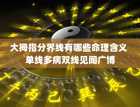 大拇指分界线有哪些命理含义 单线多病双线见闻广博