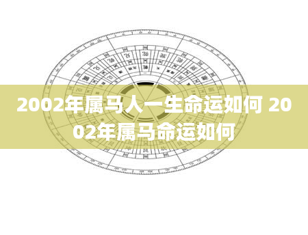 2002年属马人一生命运如何 2002年属马命运如何
