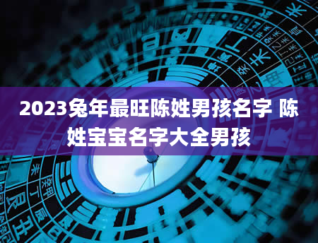 2023兔年最旺陈姓男孩名字 陈姓宝宝名字大全男孩