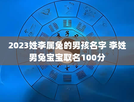 2023姓李属兔的男孩名字 李姓男兔宝宝取名100分