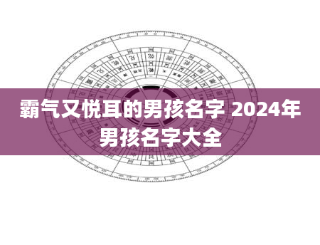 霸气又悦耳的男孩名字 2024年男孩名字大全