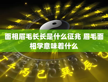 面相眉毛长长是什么征兆 眉毛面相学意味着什么