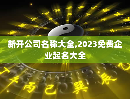 新开公司名称大全,2023免费企业起名大全