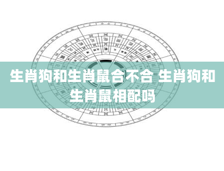 生肖狗和生肖鼠合不合 生肖狗和生肖鼠相配吗