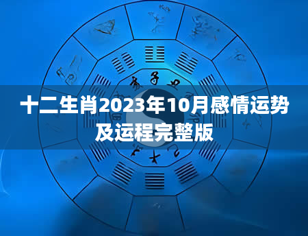 十二生肖2023年10月感情运势及运程完整版