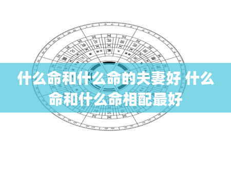 什么命和什么命的夫妻好 什么命和什么命相配最好