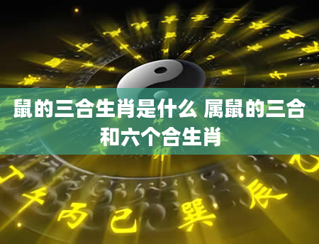 鼠的三合生肖是什么 属鼠的三合和六个合生肖
