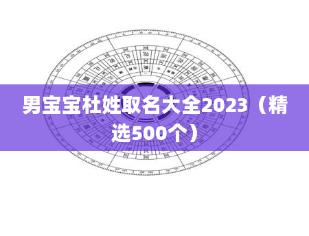 男宝宝杜姓取名大全2023（精选500个）