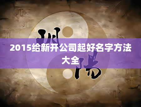 2015给新开公司起好名字方法大全