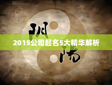 2015公司起名5大精华解析