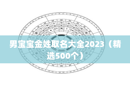 男宝宝金姓取名大全2023（精选500个）