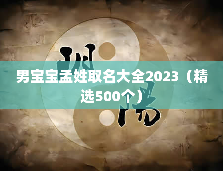 男宝宝孟姓取名大全2023（精选500个）