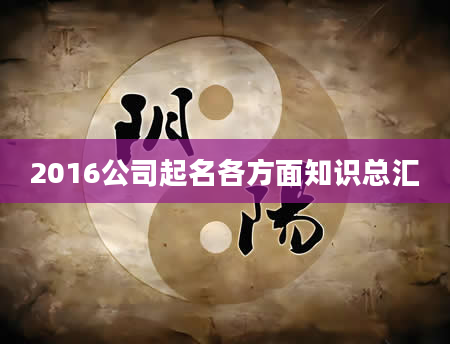 2016公司起名各方面知识总汇