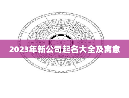 2023年新公司起名大全及寓意