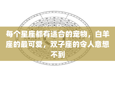 每个星座都有适合的宠物，白羊座的最可爱，双子座的令人意想不到