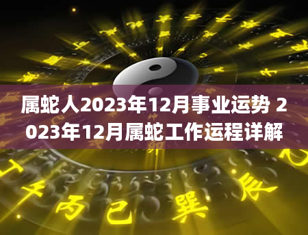 属蛇人2023年12月事业运势 2023年12月属蛇工作运程详解