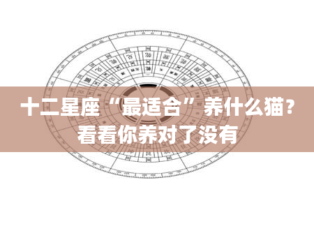 十二星座“最适合”养什么猫？看看你养对了没有