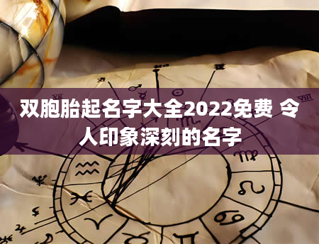 双胞胎起名字大全2022免费 令人印象深刻的名字