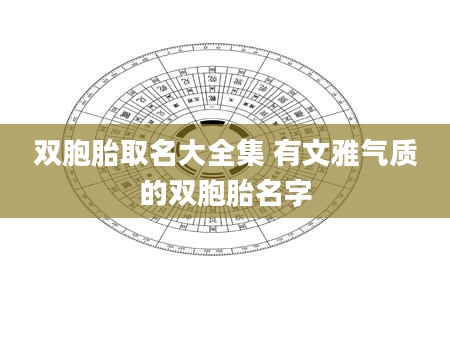 双胞胎取名大全集 有文雅气质的双胞胎名字