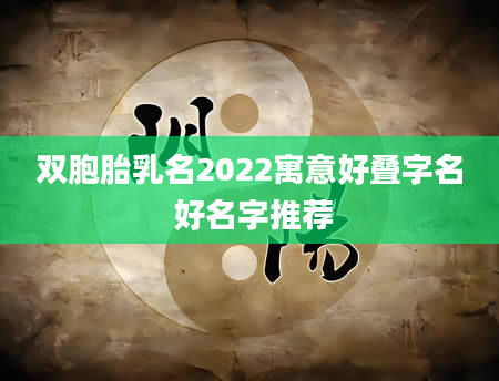 双胞胎乳名2022寓意好叠字名 好名字推荐