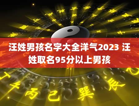 汪姓男孩名字大全洋气2023 汪姓取名95分以上男孩