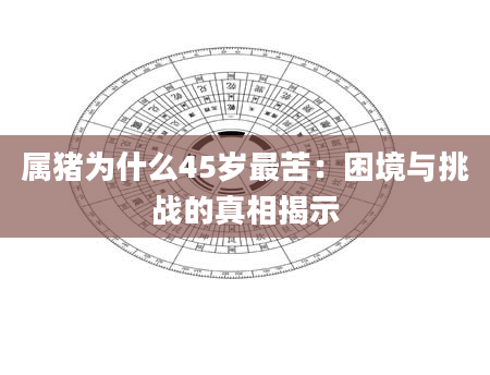 属猪为什么45岁最苦：困境与挑战的真相揭示