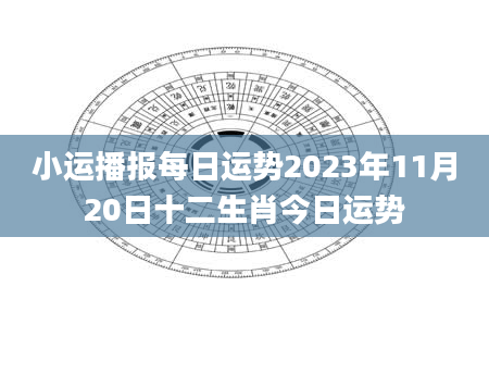 小运播报每日运势2023年11月20日十二生肖今日运势