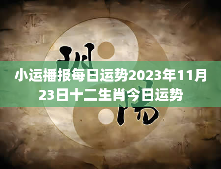 小运播报每日运势2023年11月23日十二生肖今日运势