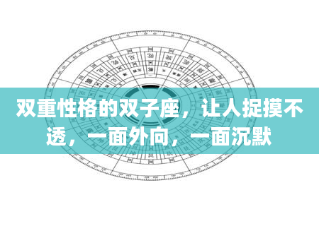 双重性格的双子座，让人捉摸不透，一面外向，一面沉默