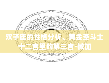 双子座的性格分析、黄金圣斗士十二宫里的第三宫-撒加