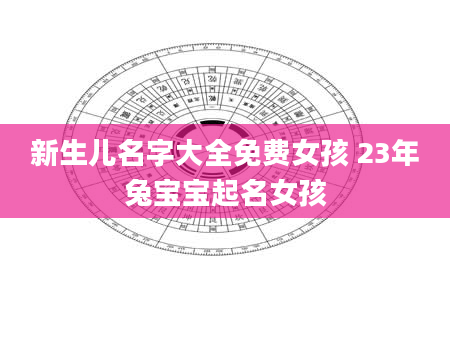 新生儿名字大全免费女孩 23年兔宝宝起名女孩