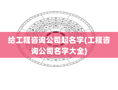 给工程咨询公司起名字(工程咨询公司名字大全)