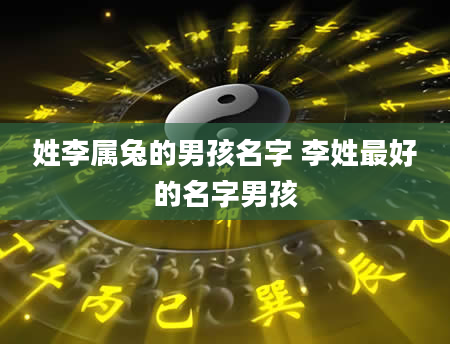 姓李属兔的男孩名字 李姓最好的名字男孩