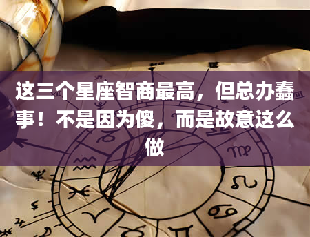 这三个星座智商最高，但总办蠢事！不是因为傻，而是故意这么做